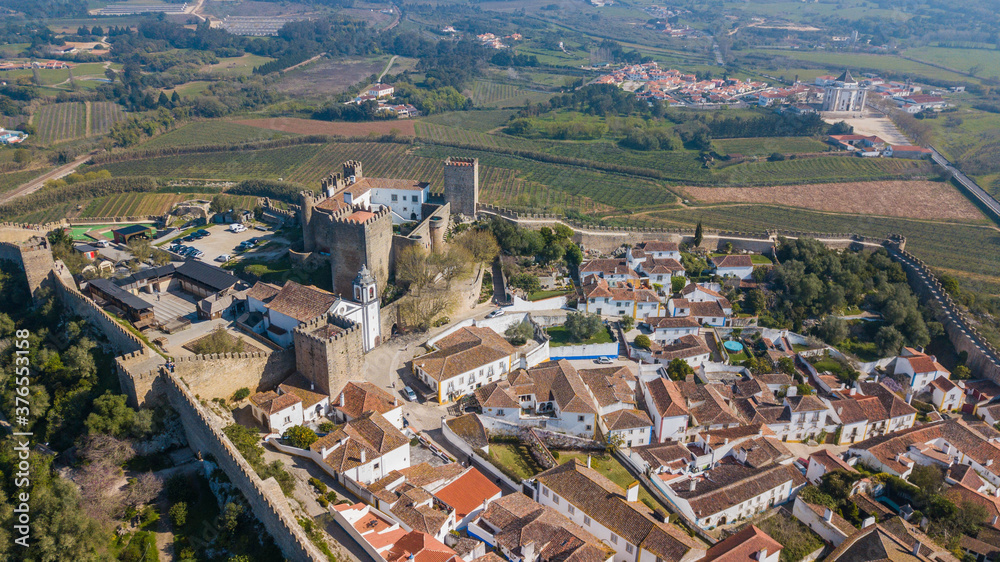 Aerial view of the city of Óbidos, Portugal