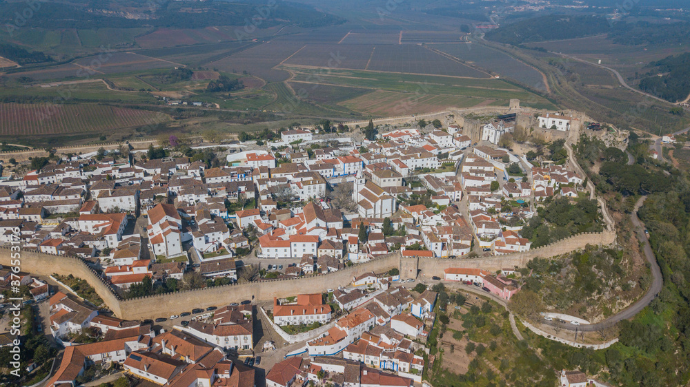 Aerial view of the city of Óbidos, Portugal