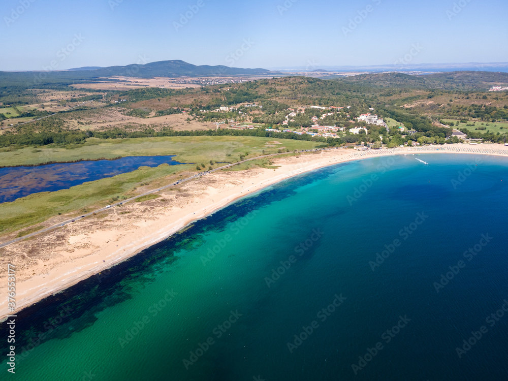 Aerial view of The Driving Beach near resort of Dyuni, Bulgaria