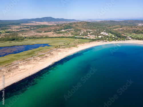 Aerial view of The Driving Beach near resort of Dyuni, Bulgaria