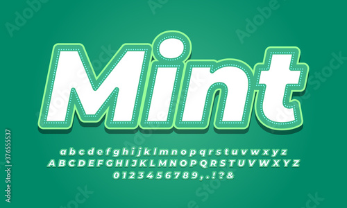 alphabet green mint and white modern text effect design template