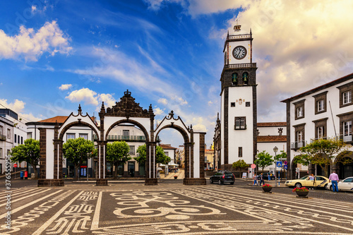 Portas da Cidade, the city symbol of Ponta Delgada in Sao Miguel Island in Azores, Portugal. Portas da Cidade (Gates to the City), Ponta Delgada, Sao Miguel. photo