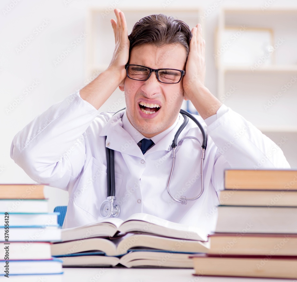 Medical student preparing for university exams Medical student preparing for university exams