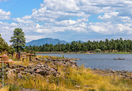 Cataract Lake picnic area with monsoon clouds in the background. Williams AZ.