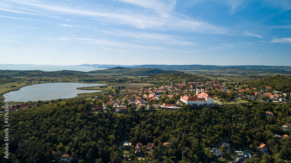 Hungary - Tihany peninsula with the Tihanyi abbey from from view