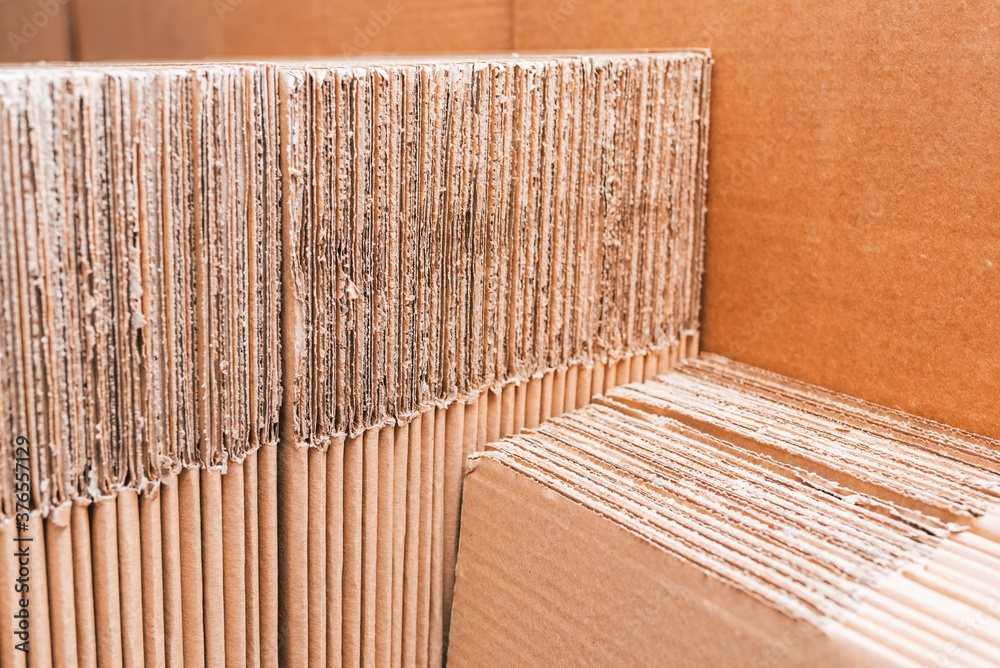 New unused cardboard boxes made from recycled material.