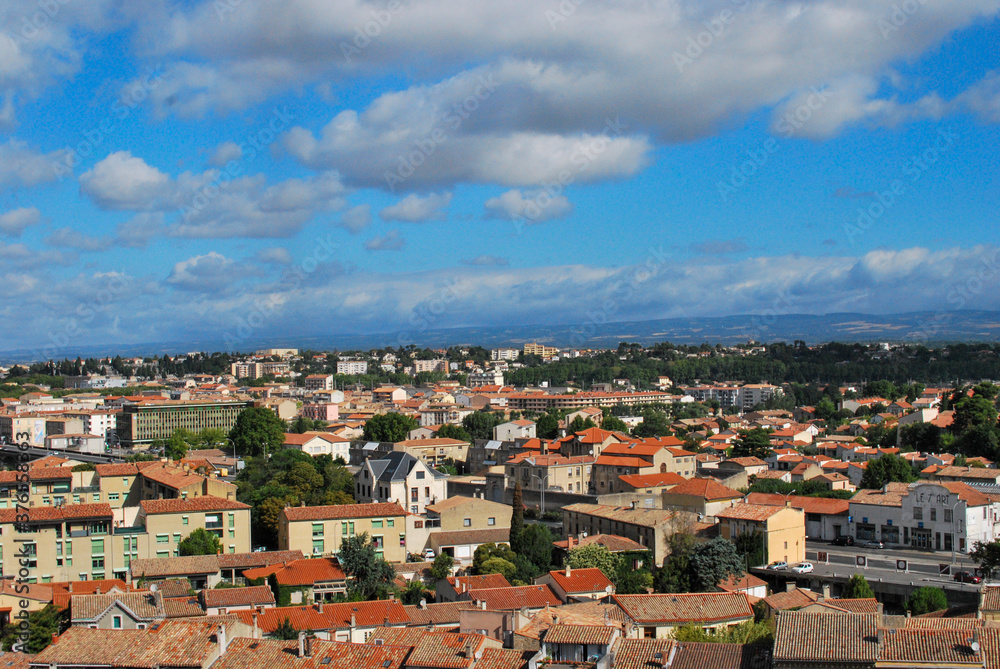 view of the medieval old town of carcassonne citadel and castle in france, aude department