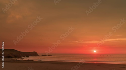 Hyperlapse of sunset over ocean in Peru