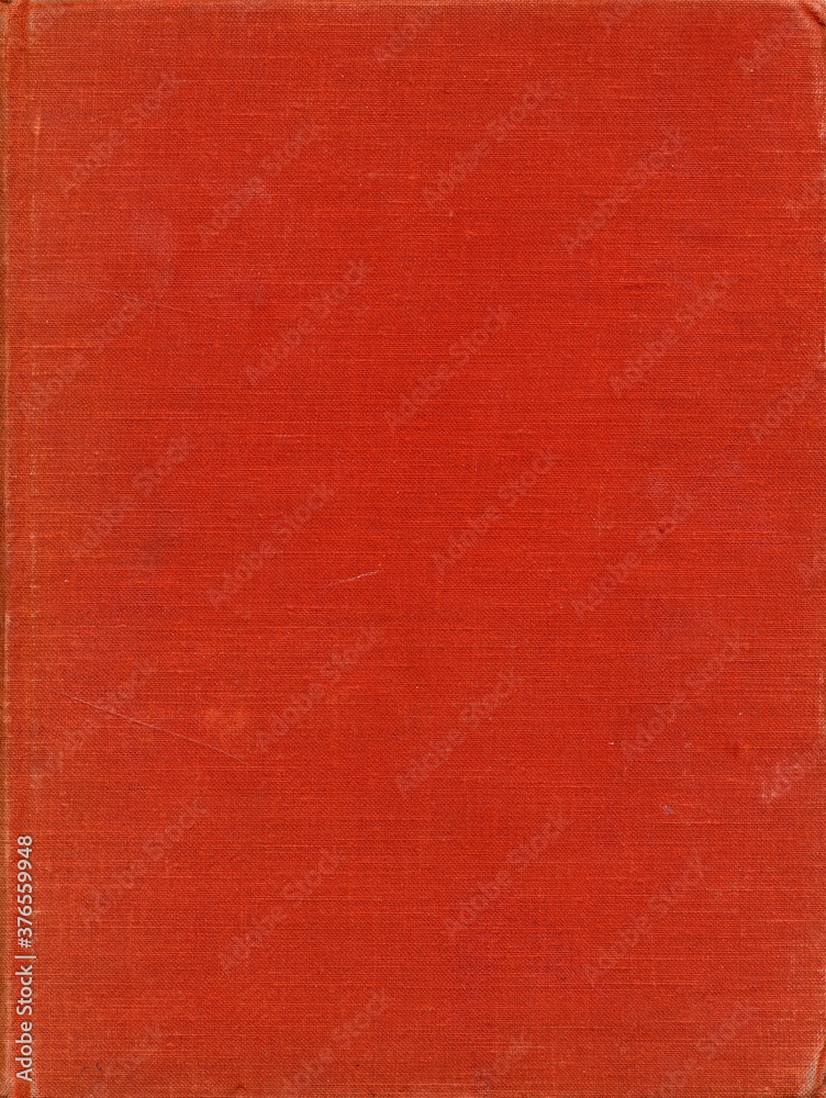 Fototapeta premium Textile texture. Red old book cover. Rough canvas surface. Blank retro page. Empty place for text. Perfect for background and vintage style design.