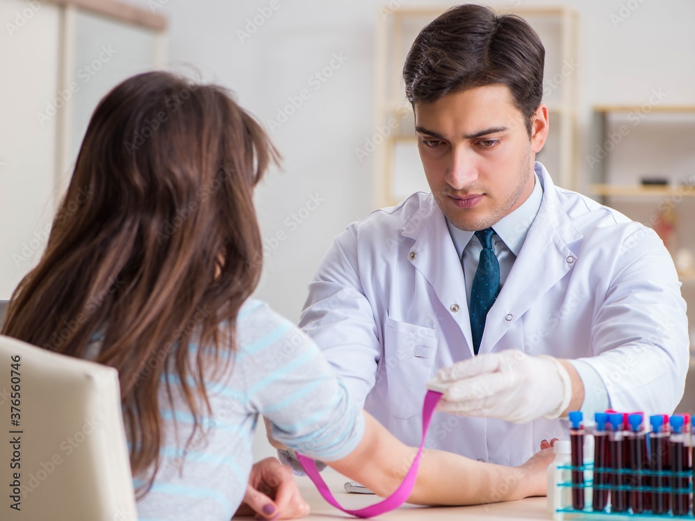 Patient during blood test sampling procedure taken for analysis Patient during blood test sampling procedure taken for analysis