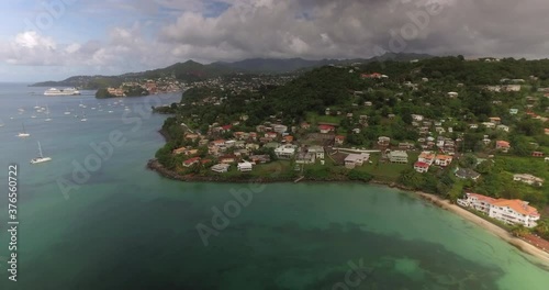 Aerial view of Grand Anse Beach coastline, Grenada photo