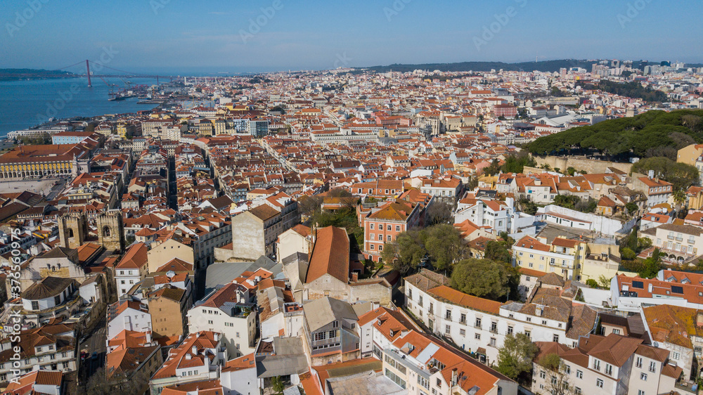 Fototapeta premium Lisbon, Portugal. Aerial view of the city of Lisbon, Portugal