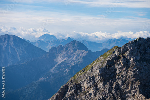 mountain panorama view from the karwendel mountains, bavaria, germany © Alexander