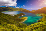 Beautiful panoramic view of Lagoa do Fogo lake in Sao Miguel Island, Azores, Portugal. 