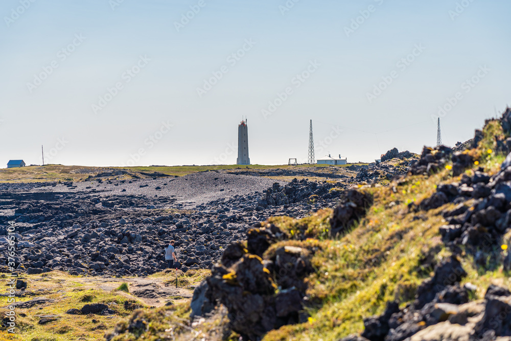 Lighthouse in Icelandic countryside