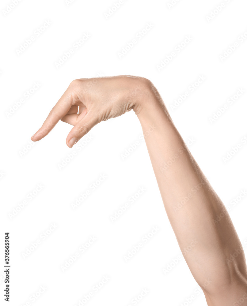 Hand showing letter Q on white background. Sign language alphabet Hand showing letter Q on white background. Sign language alphabet