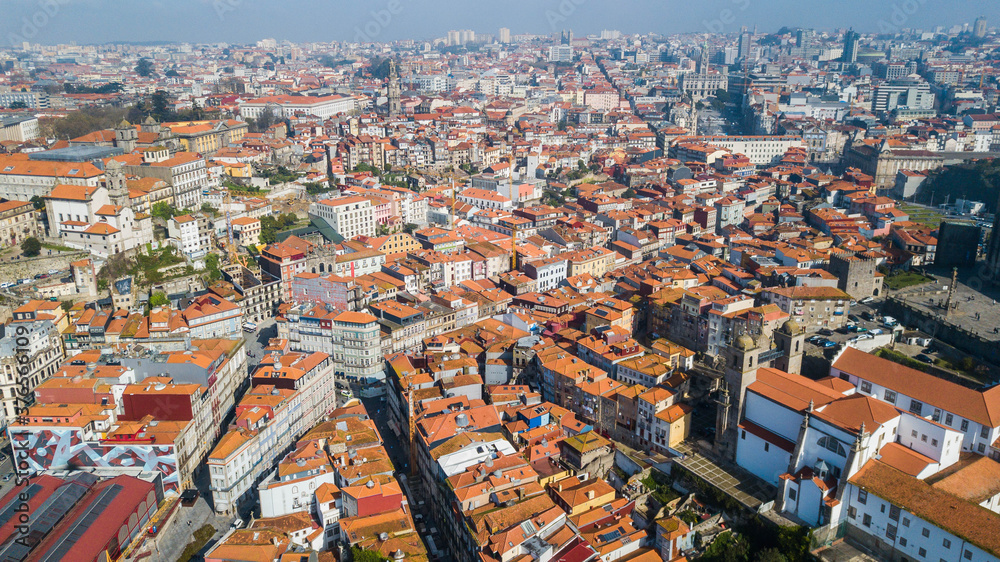 Aerial view of the city of Porto, Portugal