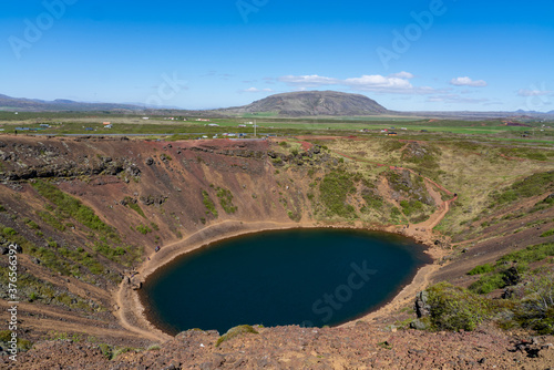 Kerid crater lake in Iceland