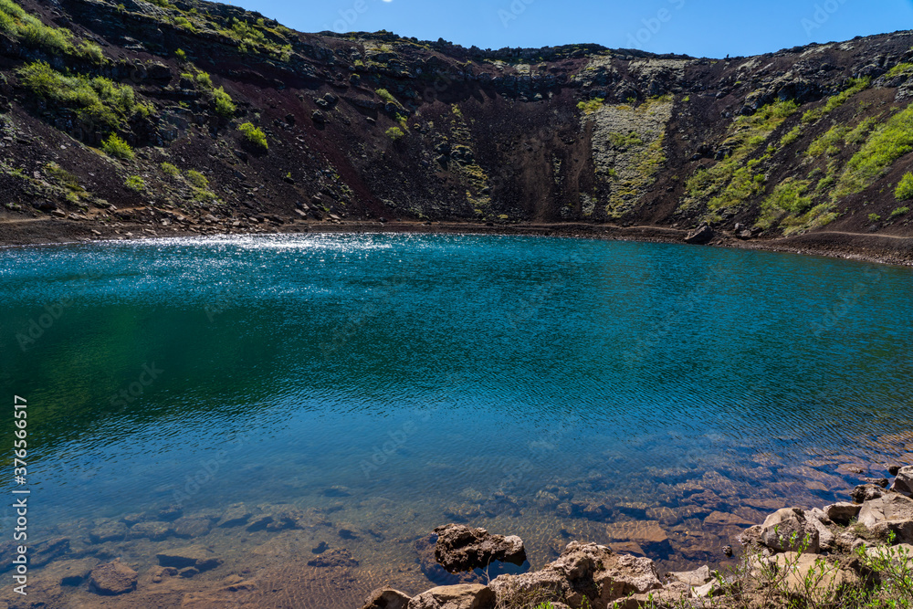 Kerid crater lake in Iceland
