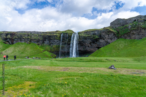 Beautiful rocky waterfall in Iceland