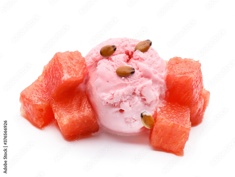 Tasty watermelon ice-cream on white background Tasty watermelon ice-cream on white background