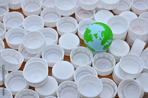 There is the earth ball on a lot of plastic caps.
