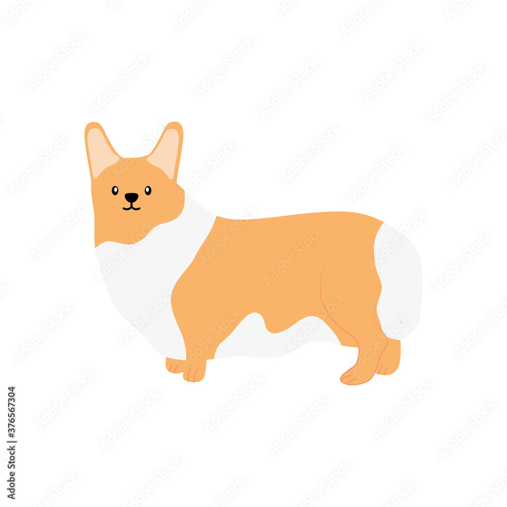 cartoon bulldog icon, flat style