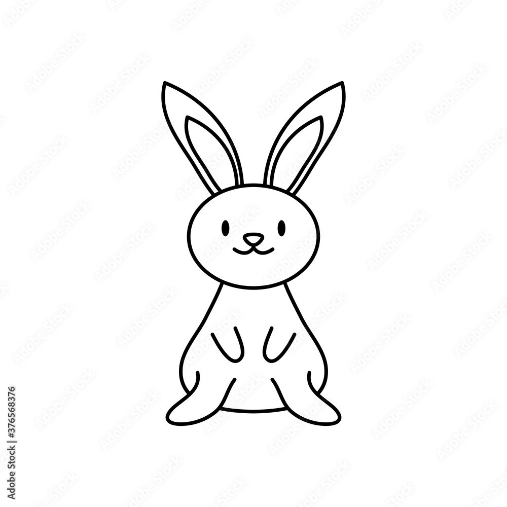 cartoon cute rabbit icon, line style