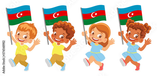 Azerbaijan flag in hand set