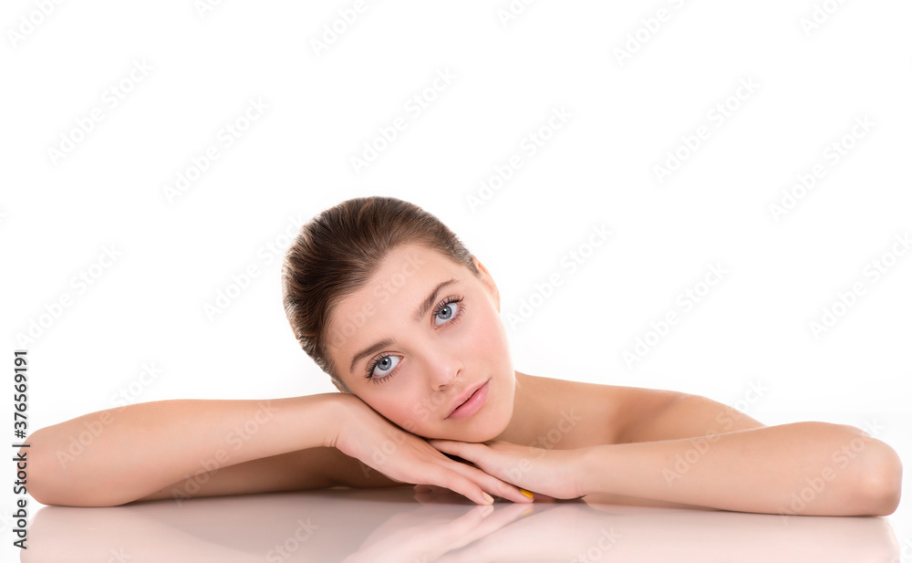 Beautiful young woman with clean perfect skin. Beautiful young woman with clean perfect skin.