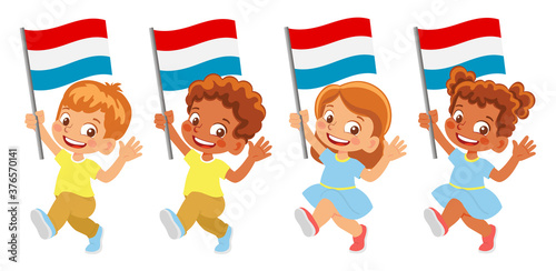 Bild auf Leinwand luxembourg flag in hand set
