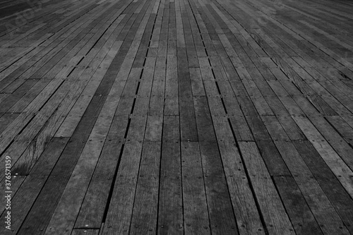 Wooden plank floor of pier