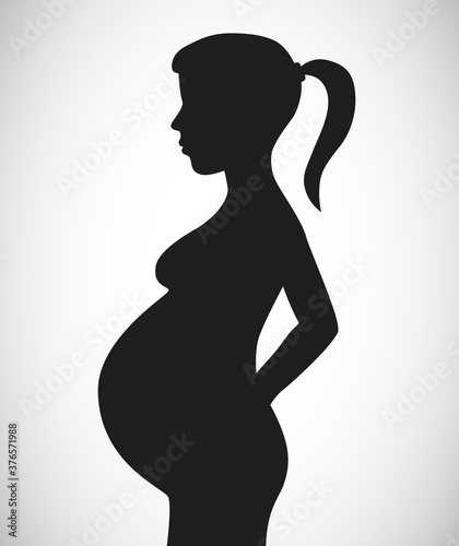 Pregnant girl or women profile symbol