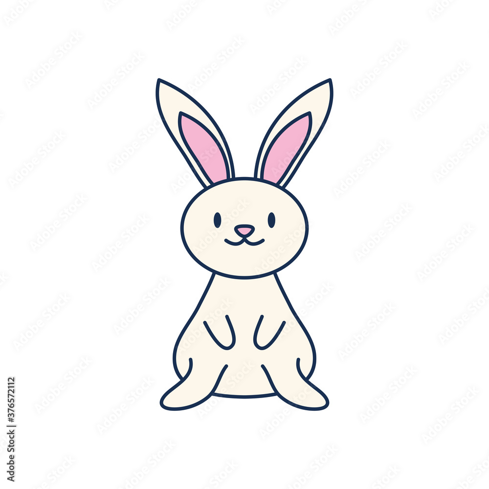 cartoon cute rabbit icon, line fill style cartoon cute rabbit icon, line fill style