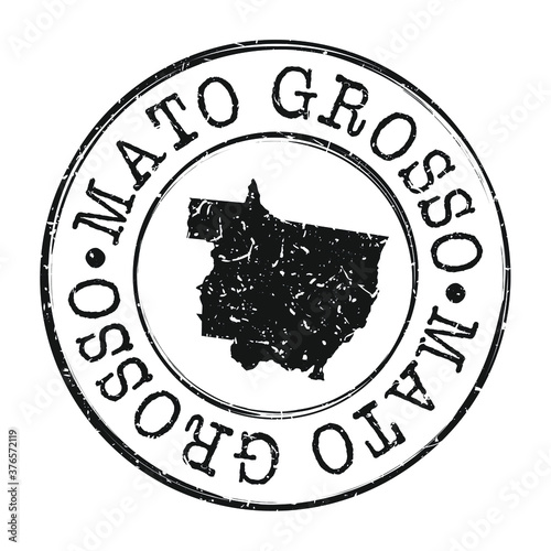 State of Mato Grosso, Brazil Map Postmark. A Silhouette Postal Passport. Stamp Round Vector Icon. Vintage Postage Designs.