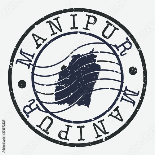 Manipur India Stamp Postal. Map Silhouette Seal. Passport Round Design. Vector Icon. Design Retro Travel.