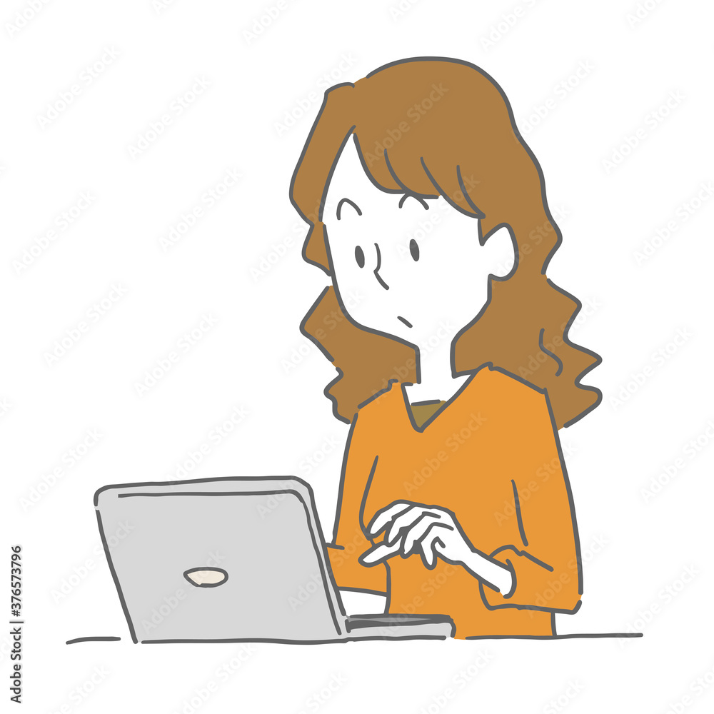 PC操作する女性 PC操作する女性