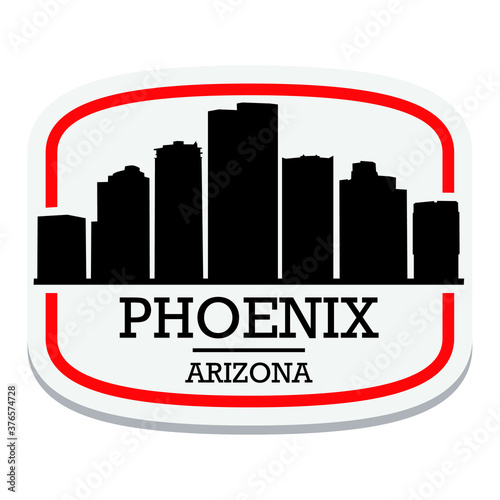 Phoenix Arizona Label Stamp Icon Skyline City Design Tourism.