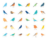 icon set of birds, flat style