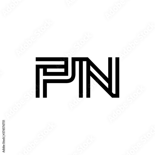 initial letter pn line stroke logo modern