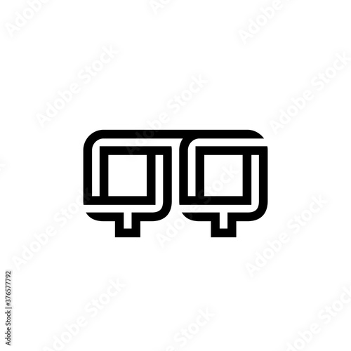 initial letter qq line stroke logo modern