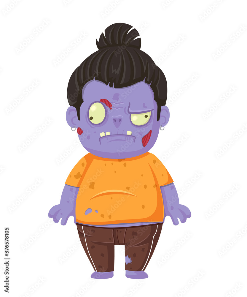 Cartoon zombie isolated on white. Character zombie halloween day. Vector and Illustration art Cartoon zombie isolated on white. Character zombie halloween day. Vector and Illustration art