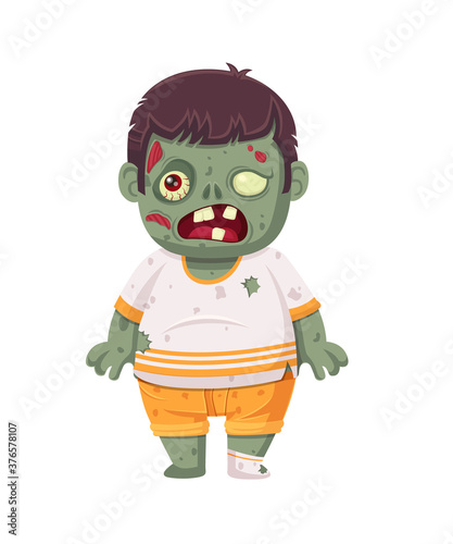 Cartoon zombie isolated on white. Character zombie halloween day. Vector and Illustration art