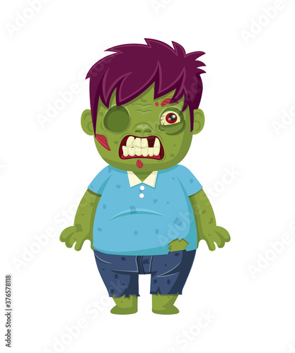 Cartoon zombie isolated on white. Character zombie halloween day. Vector and Illustration art