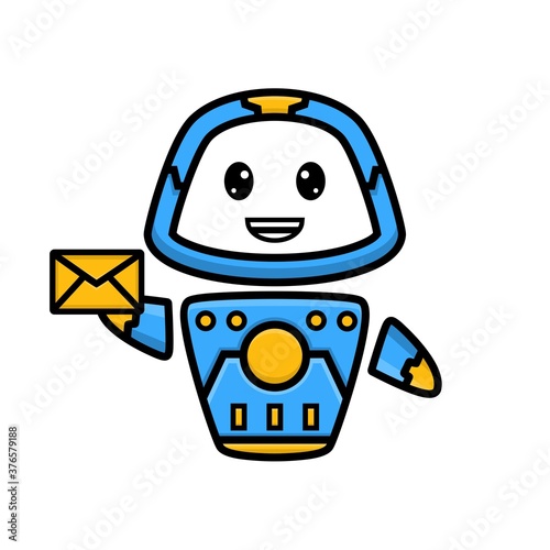 Cute characters robot holding envelope mail