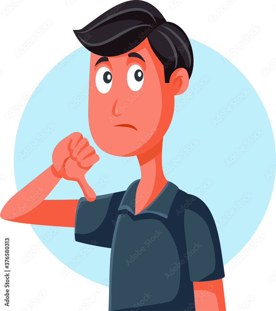 Unhappy Man with Thumbs Down Expressing Disapproval Unhappy Man with Thumbs Down Expressing Disapproval