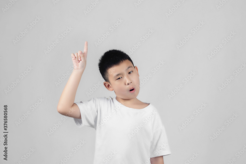 Asian boys studio portrait on gray background Asian boys studio portrait on gray background