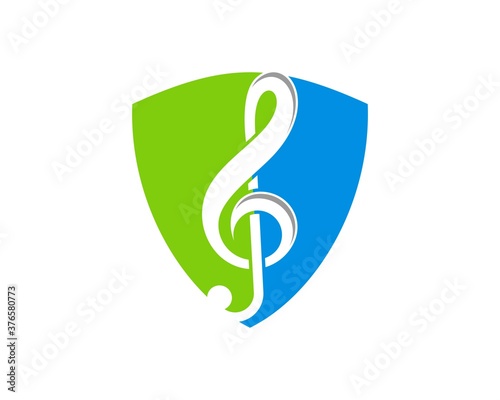 Shield with music note inside
