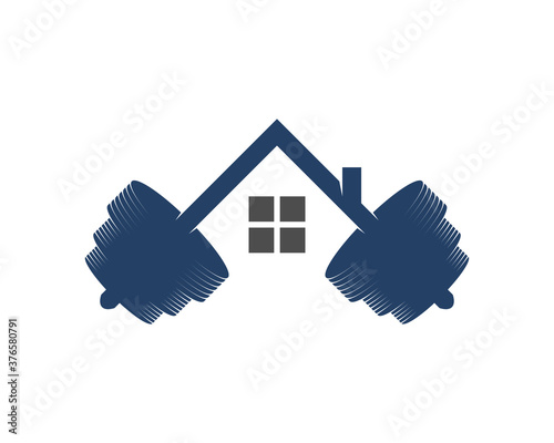 Fitness home with dumbbell logo