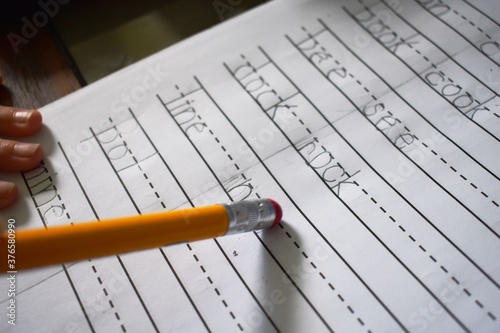 Home school notebook pencil and eraser 